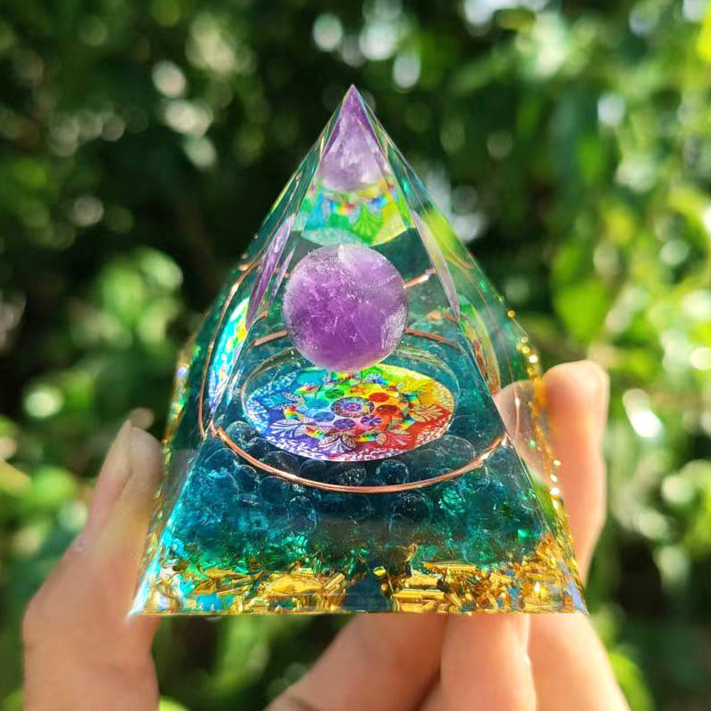 Natural Stone Orgonite Energy Pyramid