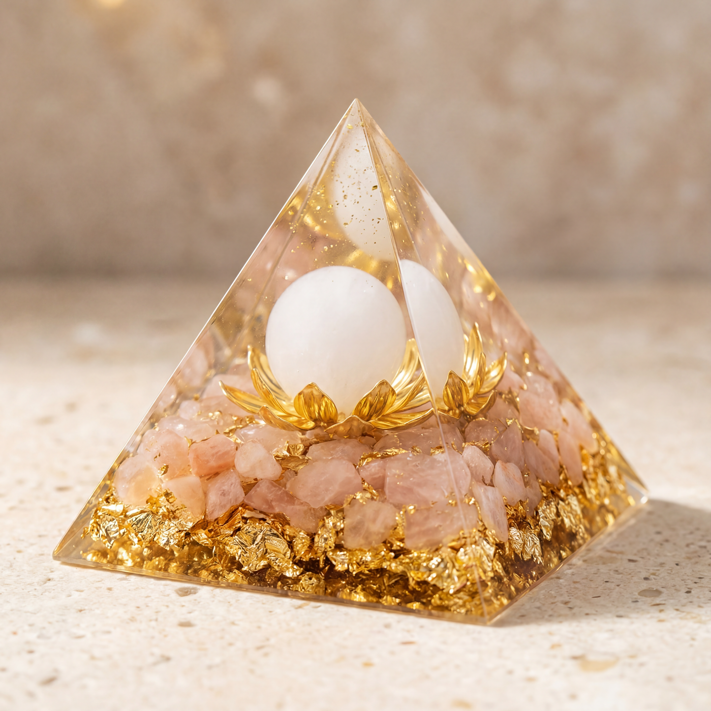 Orgonite Pyramid Rose Quartz Eternal Love