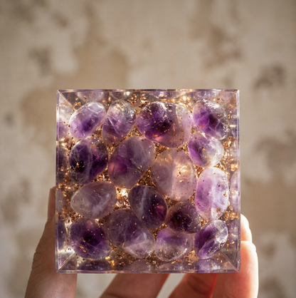 Orgonite Pyramid in Amethyst – Empath Protection & Mental Peace