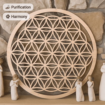 Harmonizing Flower of Life in Natural Wood