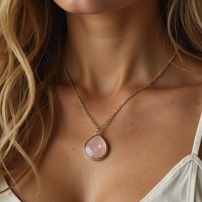 “Infinite Softness” Pendant in Rose Quartz