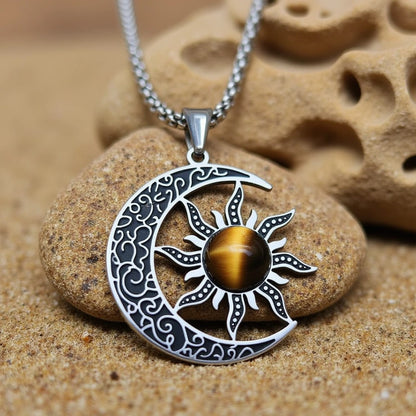 “Cosmic Balance Sun–Moon” Pendant in Tiger’s Eye