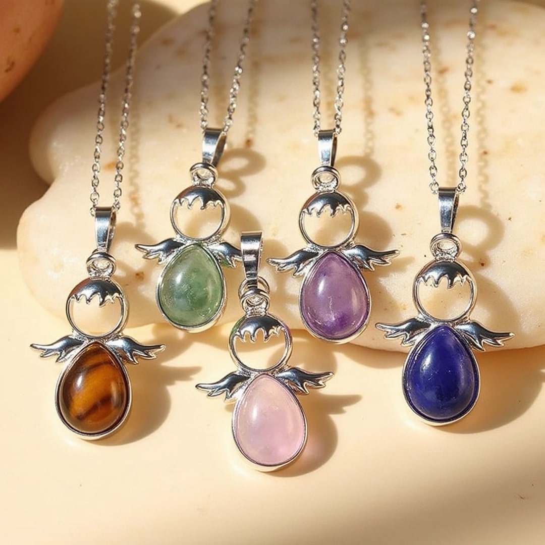 Little Angel Pendant with Natural Stone