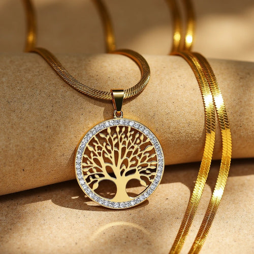 Pendentif Arbre de Vie Scintillant - Or - L'Arbre des Chakras