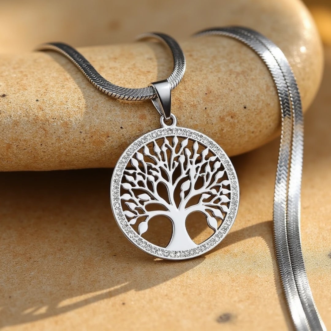 Pendentif Arbre de Vie Scintillant - Argent - L'Arbre des Chakras
