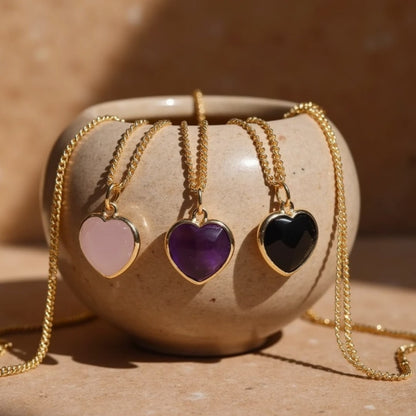 Heart Pendant in Natural Stone