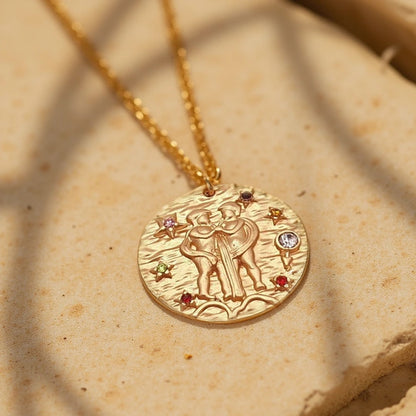 Pendentif Constellation Dorée - Signes du Zodiaque - Gémeaux - L'Arbre des Chakras