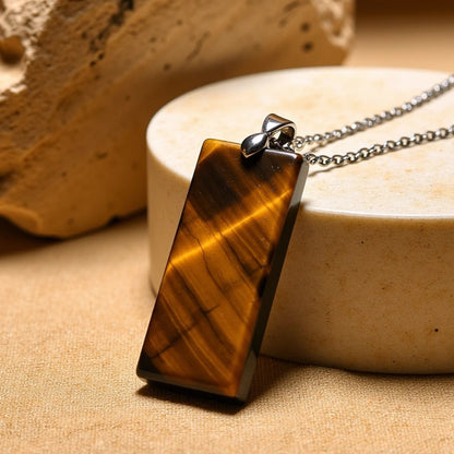 Pendentif "Élégance & Puissance" en Pierre Naturelle - Oeil de Tigre - L'Arbre des Chakras
