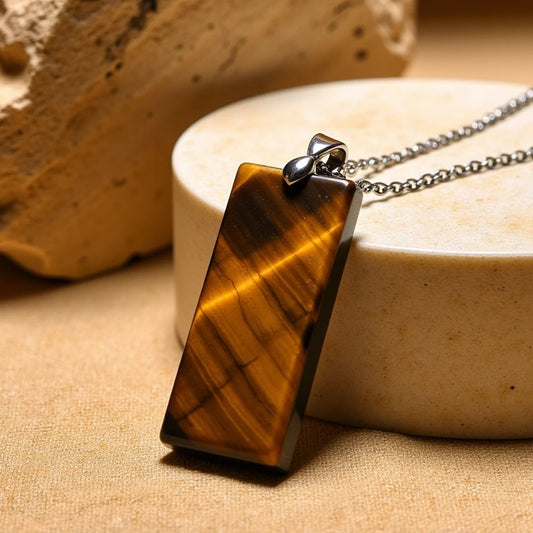 Pendentif "Élégance & Puissance" en Pierre Naturelle - Oeil de Tigre - L'Arbre des Chakras