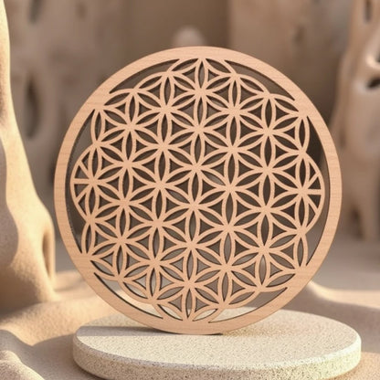 Harmonizing Flower of Life in Natural Wood