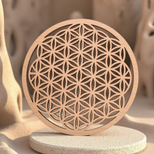 Harmonizing Flower of Life in Natural Wood