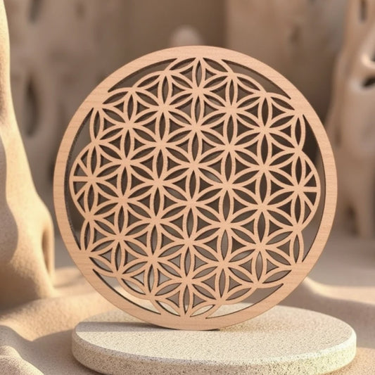 Harmonizing Flower of Life in Natural Wood