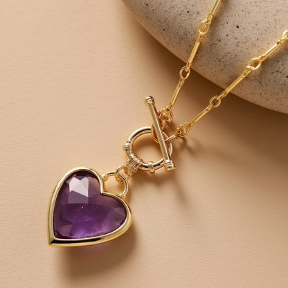 Pendentif "Sérénité du Cœur" en Pierres Naturelles - Améthyste - L'Arbre des Chakras