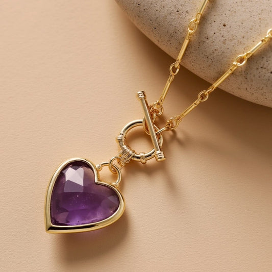 Pendentif "Sérénité du Cœur" en Pierres Naturelles - Améthyste - L'Arbre des Chakras
