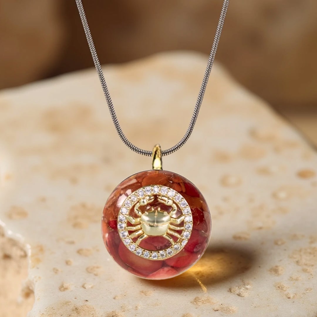 Pendentif Orgonite "Signe Astrologique" en Pierre Naturelle - Cancer - L'Arbre des Chakras