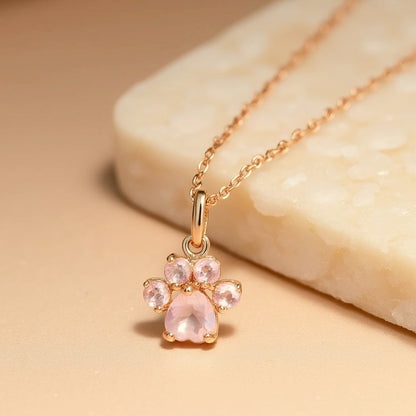“Paw of Love” Pendant in Rose Quartz