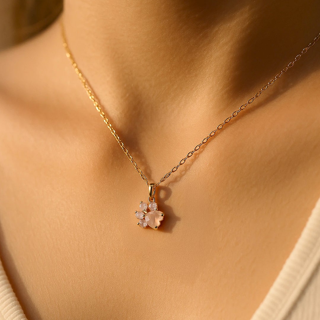 “Paw of Love” Pendant in Rose Quartz