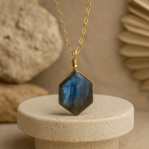 Pendentif "Étoile Gardienne" en Lapis Lazuli ou Labradorite - Labradorite - L'Arbre des Chakras