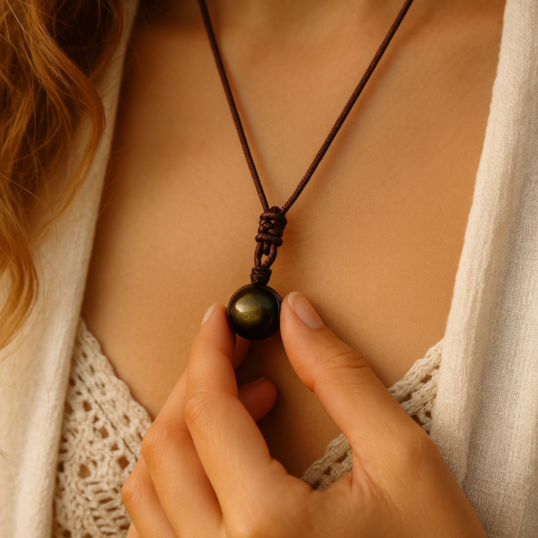 “Keiko” Golden Obsidian Pendant