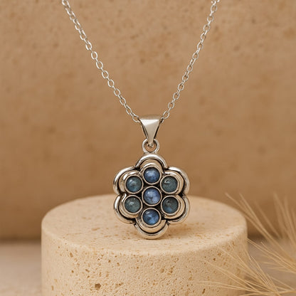 Rotating Anti-Stress Flower Pendant in Labradorite