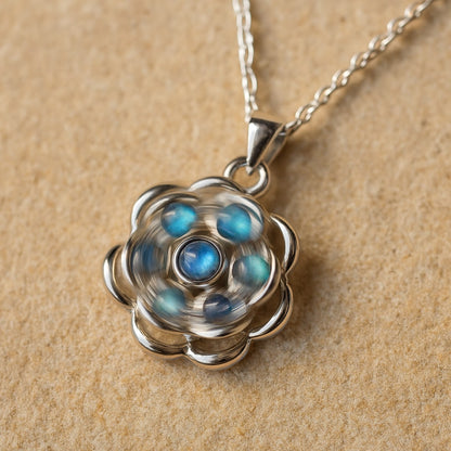 Rotating Anti-Stress Flower Pendant in Labradorite