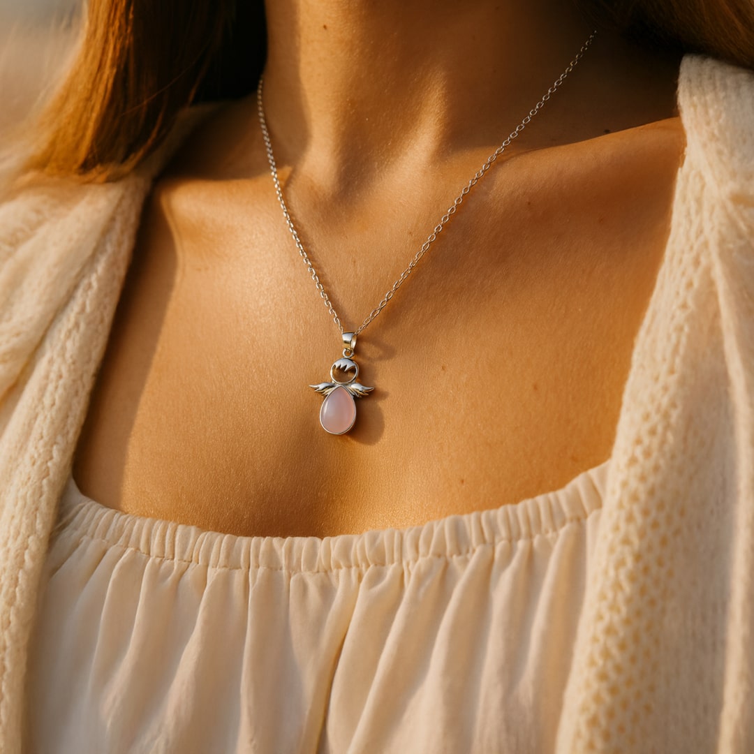 Little Angel Pendant with Natural Stone