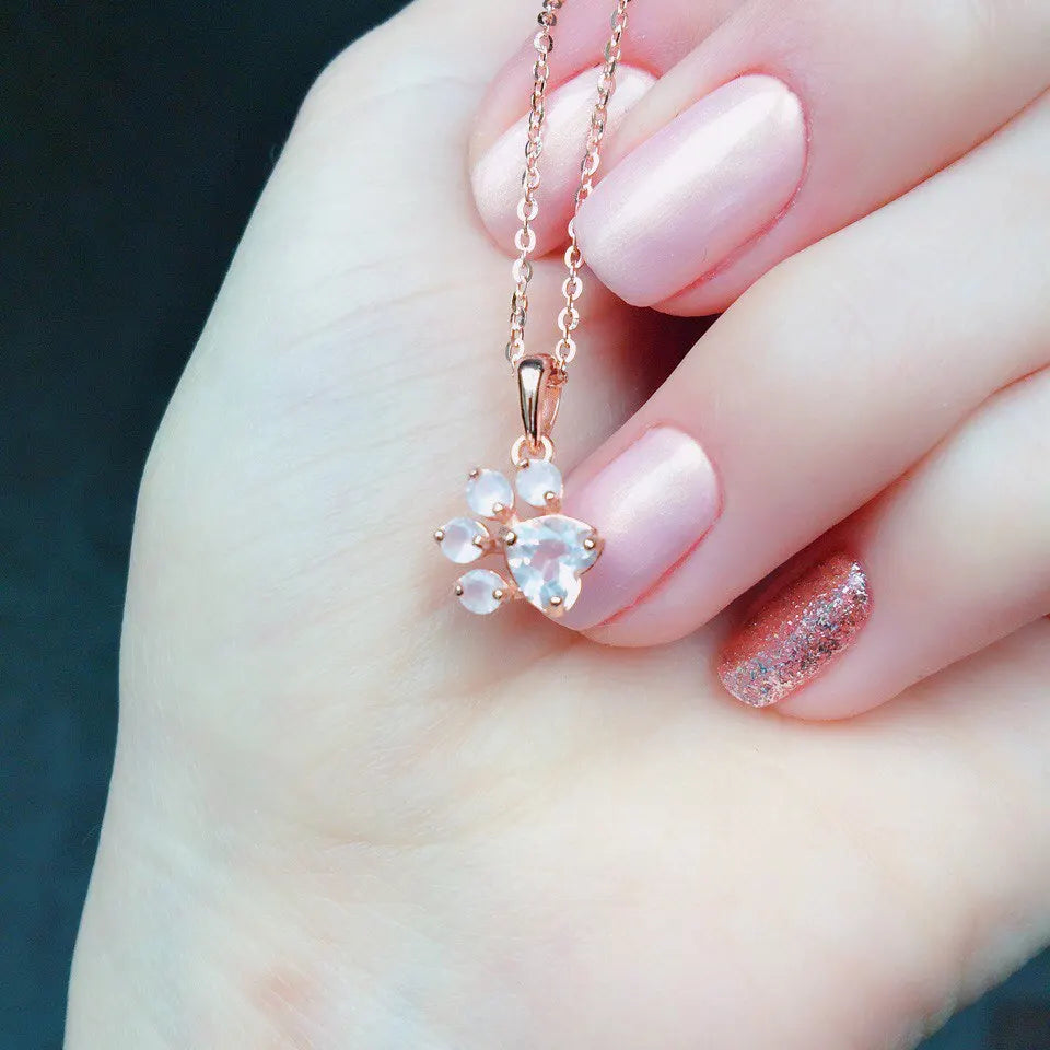 “Paw of Love” Pendant in Rose Quartz