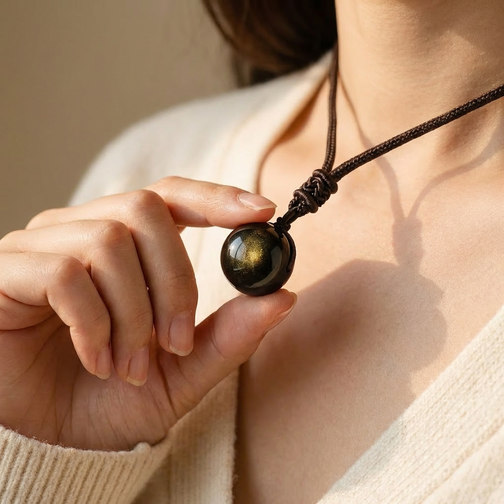 “Keiko” Golden Obsidian Pendant