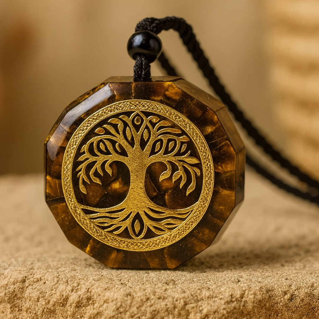Pendentif Orgonite "Arbre des Possibles" - Oeil de Tigre - L'Arbre des Chakras
