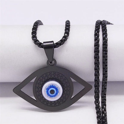 Pendentif Oeil Bleu - Protection du Mauvais Oeil - Noire - L'Arbre des Chakras